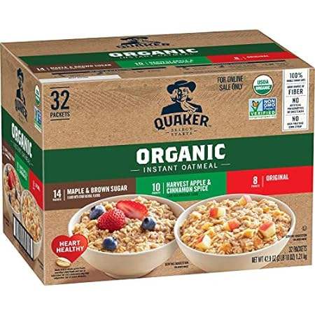QUAKER Instant Oatmeal， USDA Organic， Non-GMO Project Ver