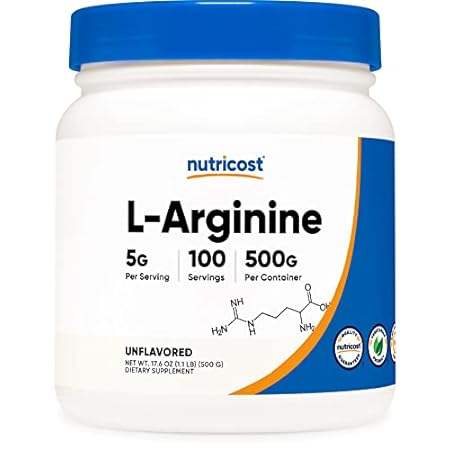 Nutricost L-Arginine Powder 500 Grams (1.1lbs) - Pure L-A