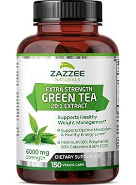 Zazzee Extra Strength Green Tea 20:1 Extract， 6000 mg Str