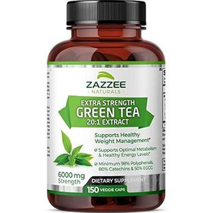 Zazzee Extra Strength Green Tea 20:1 Extract， 6000 mg Str