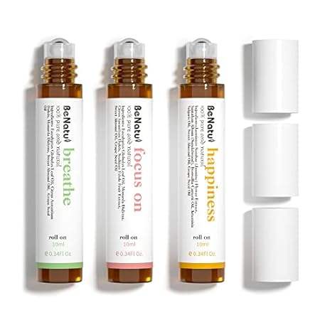 Benatu Essential Oil Blends Set (Breathe， Focus on， Happi