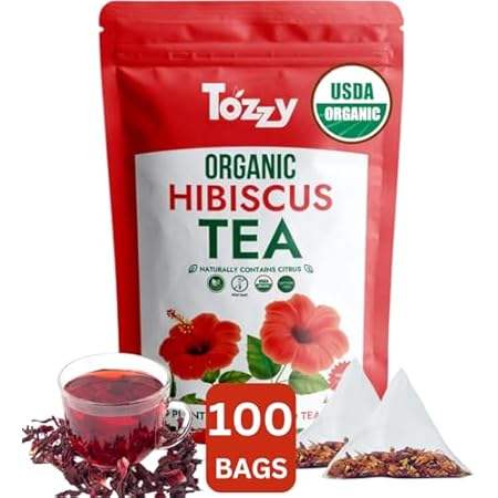 Tozzy Organic Hibiscus Tea - 100 Bags | Pure Plant-Based