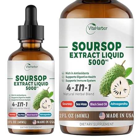4-in-1 Soursop Bitters Liquid， Soursop Oil with Sea Moss