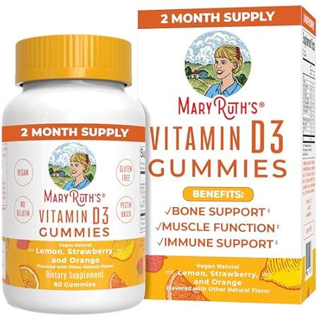 MaryRuth Organics Vitamin D3 Gummies, 2 Month Supply, Adu
