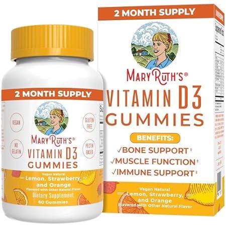 MaryRuth Organics Vitamin D3 Gummies， 2 Month Supply， Adu