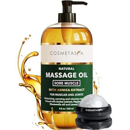 Cosmetasa Massage Oil for Sore Muscles with Roller Ball-