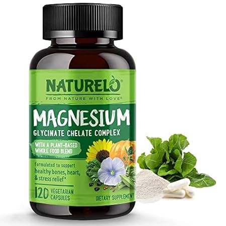 NATURELO Magnesium Glycinate Chelate Complex - 200 mg Mag 鲜花速递/花卉仿真/绿植园艺 商务用花 原图主图