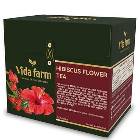 VIDA FARM 50 Hibiscus Tea Bags， Natural Dried Hibiscus Fl