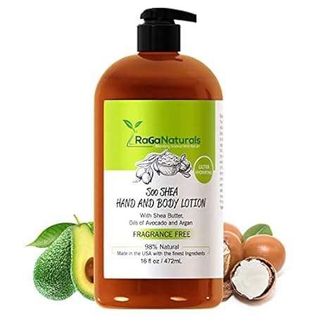 RaGaNaturals Body Lotion- Unscented Shea Butter, Argan, A