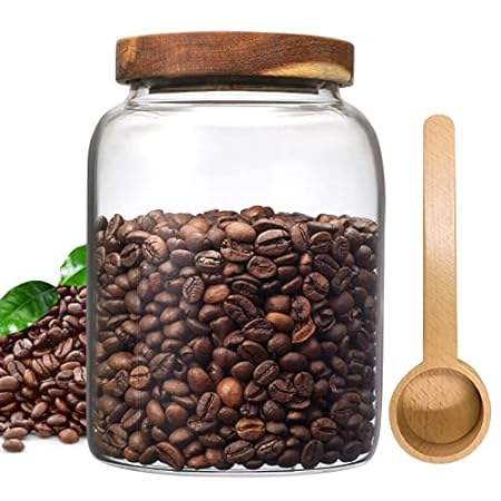 Glass Coffee Storage Jar with Lids Scoop Thicken Glass Co