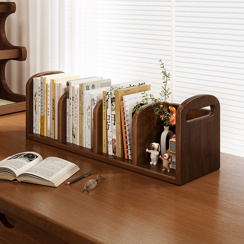 全实木桌面置物架书桌上小书架立架宿舍办公室工位台面书本收纳层