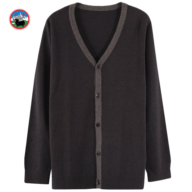 雪舟男士牦牛绒V领开衫 薄款 撞色