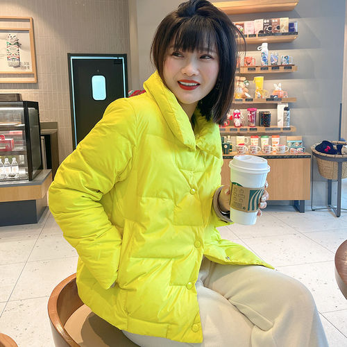 千仞岗2026年新款春秋冬季轻薄宽松羽绒服女短款外套立领薄款白鸭