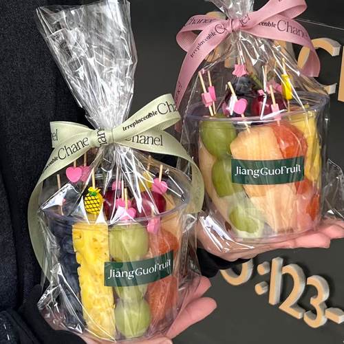 夏日春游野餐水果串串打包杯一次性露营透明缤纷桶烘焙装扮插件