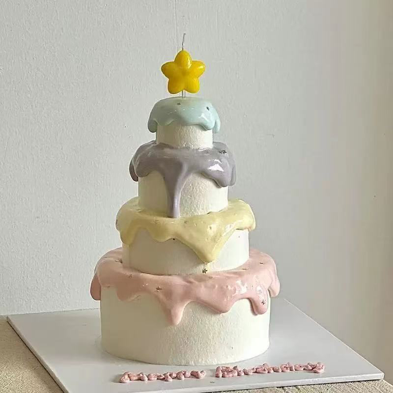 韩系ins风可爱胖胖五角星蜡烛蛋糕装饰插件生日烘焙甜品装扮插件