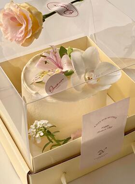 5.11母亲节黄色系烂漫鲜花蛋糕礼盒妈妈节日斯巴克甜品烘焙打包盒