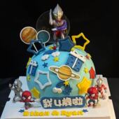 奥特曼蜘蛛侠蛋糕装 饰摆件儿童男孩生日派对银河宇宙星球装 扮插件