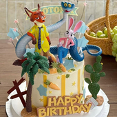 网红疯狂动物城蛋糕装 扮 饰摆件朱迪警官兔子尼克盖瑞蛇手办生日装