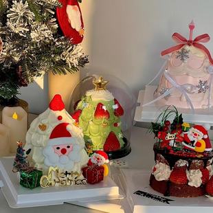 圣诞树造型生日帽老人礼包草莓蛋糕装 饰摆件圣诞节草圈烘焙插件