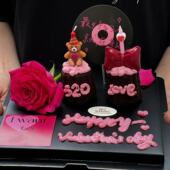 七夕情人节蝴蝶唱片可露丽蛋糕装 饰鲜花玫瑰情侣告白甜品装 扮插件