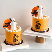 2025万圣节快乐派对狂欢幽灵鬼魂发光灯蛋糕装 饰蝙蝠南瓜装 扮插件