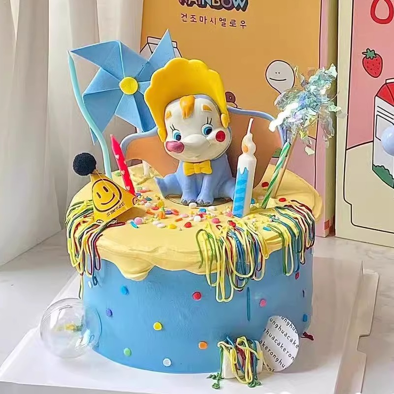 小飞象蛋糕装饰摆件 卡通云朵儿童生日快乐救援小狗烘焙装扮插件