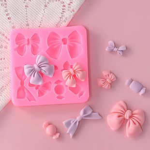 糖果蝴蝶结翻糖巧克力diy烘焙自制蛋糕装 饰配件甜品点缀硅胶模具