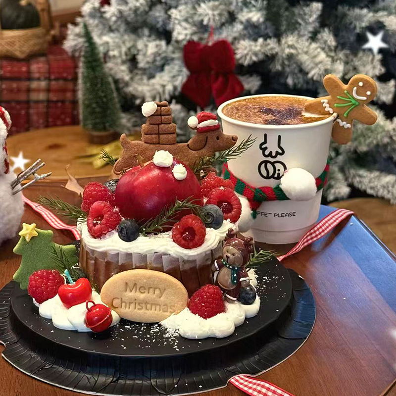 网红爆款礼物腊肠狗饼干压模斯巴克蛋糕装饰Merry Christmas模具