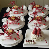 2026网红新年快乐糖果斯巴克蛋糕装 饰礼花新年亚克力烘焙装 扮插件