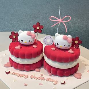 jerrycat卡通KT猫双胞胎生日慕斯蛋糕装饰夹心饼干造型烘焙模具