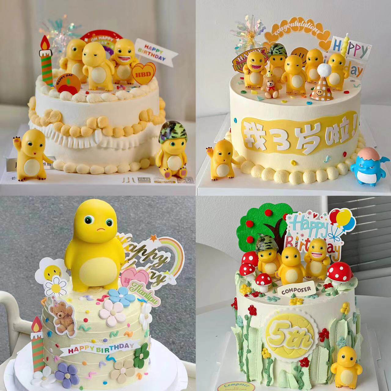 网红森系胖胖龙蛋糕装饰摆件可爱萌萌哒酷拽黄色小恐龙烘焙插件