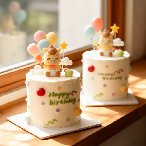 2026网红卡通马宝宝蛋糕装饰坐姿气球小马儿童周岁生日装扮摆件