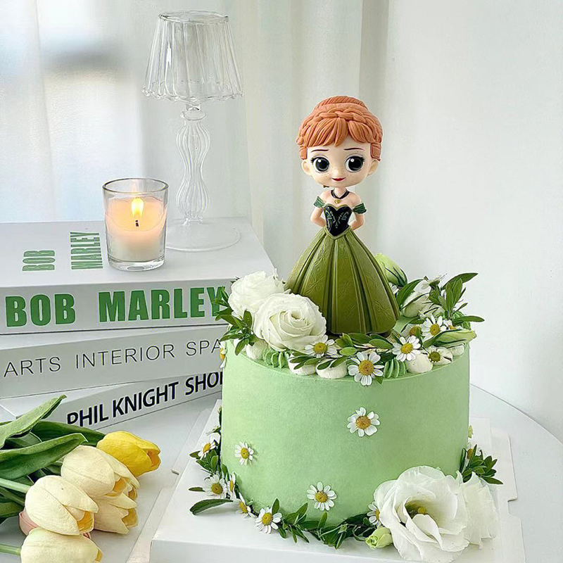 绿裙安娜蛋糕装饰摆件爱莎雪宝