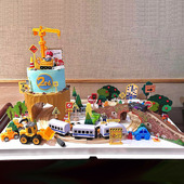 男孩儿童生日蛋糕装 饰山洞隧道电动轨道小火车路障小汽车烘焙摆件