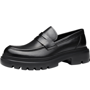 报喜鸟男鞋2024秋季新款男士商务休闲皮鞋小牛皮厚底增高乐福鞋潮