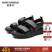 新款 男士 凉鞋 报喜鸟2024夏季 真皮防滑透气魔术贴户外休闲沙滩鞋