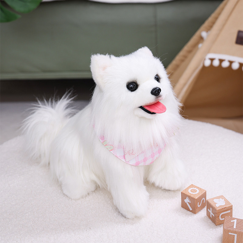 非遗胡赛尼克隆仿真博美狗玩偶公仔毛绒玩具摆件男女陪伴生日礼物