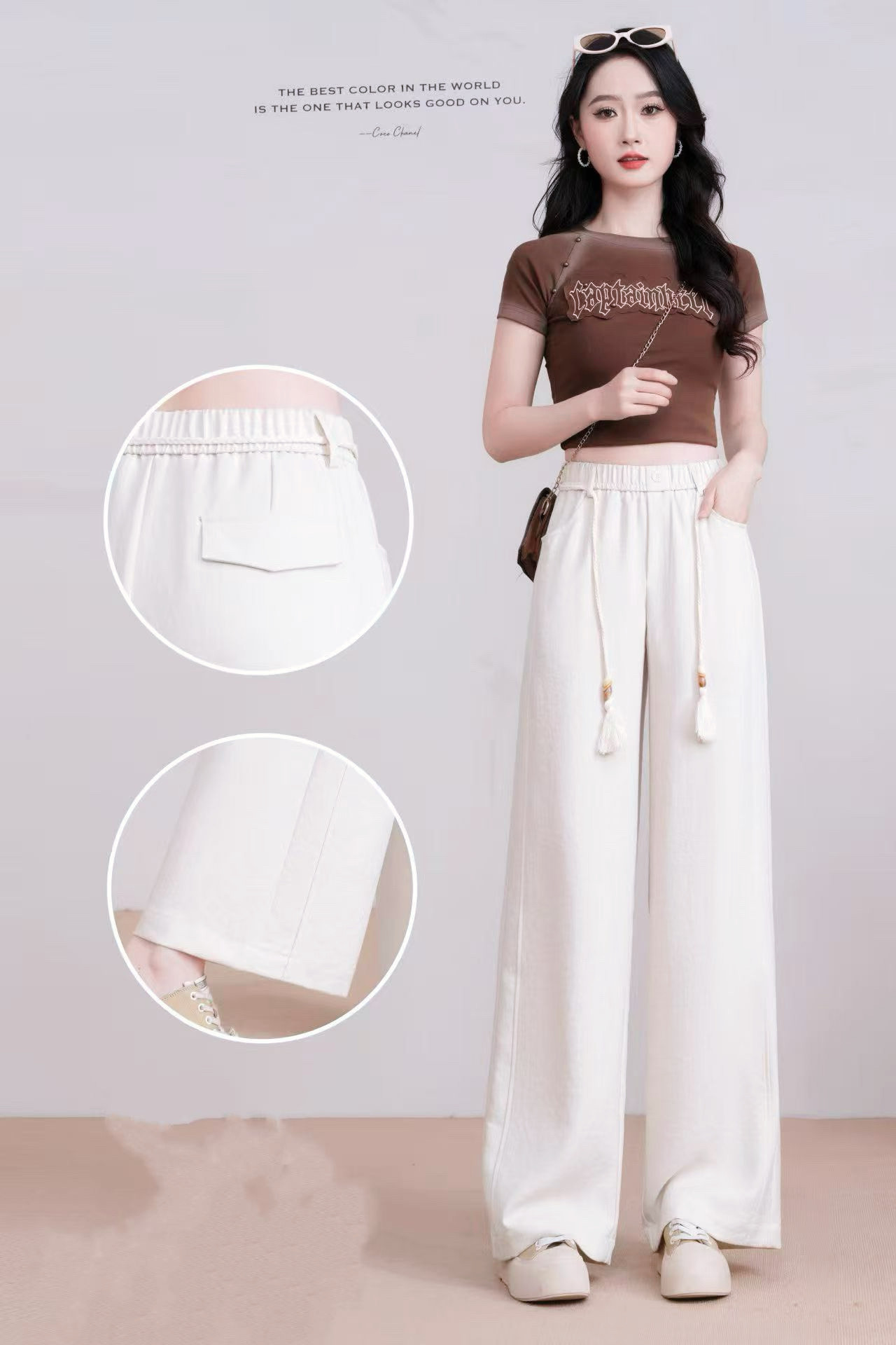 直筒裤女春秋小个子2026新款高腰显瘦垂感软糯休闲米白窄版阔腿裤