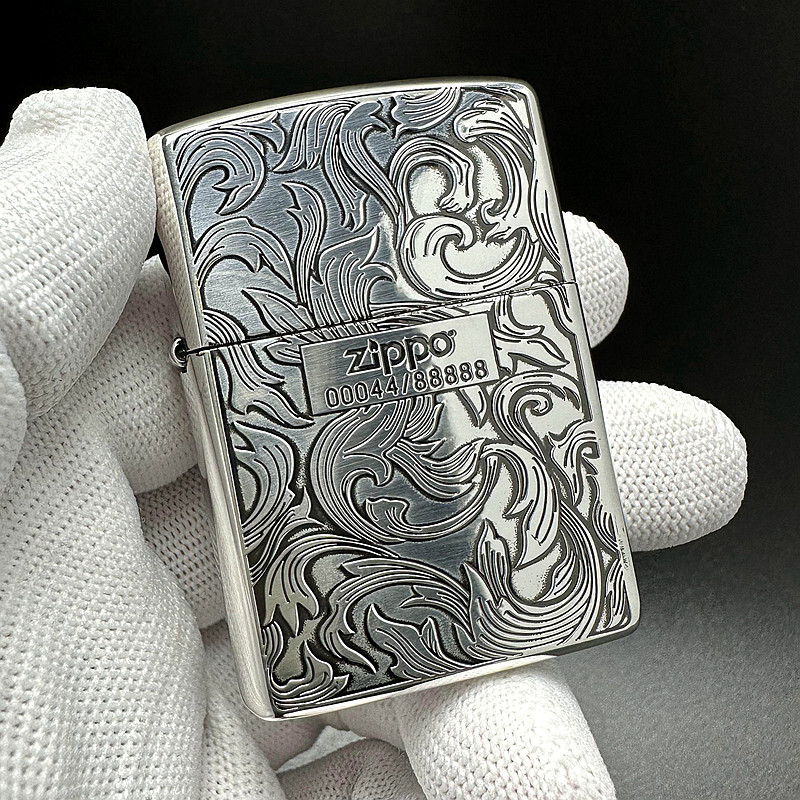 ZIPPO正品之宝打火机 日版原版盔甲限量版 银色双面大唐草-3-246C