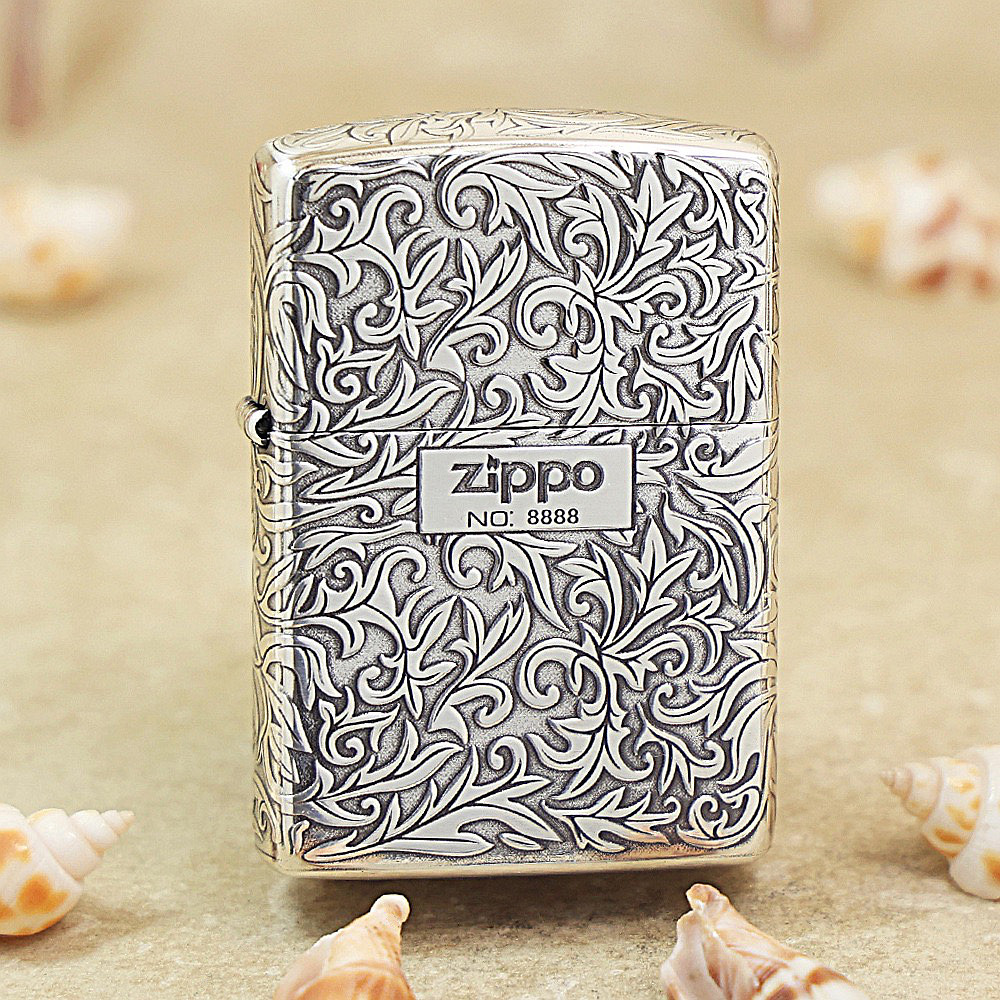 ZIPPO正品之宝打火机 蚊版原版盔甲浮雕DIY 162银色五面唐草 中标