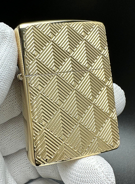 ZIPPO正品之宝打火机 美版原版盔甲黄铜 图案设计菱形钻石纹48570