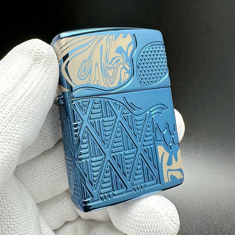 ZIPPO正品之宝打火机 美版原版盔甲 蓝色 蓝冰骷髅头49705