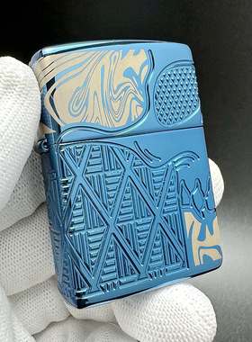 ZIPPO正品之宝打火机 美版原版盔甲 蓝色 蓝冰骷髅头49705