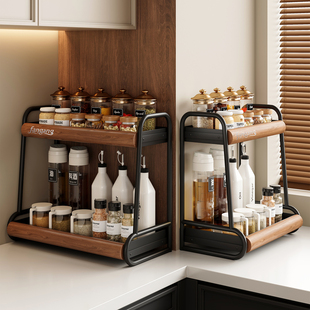 厨房调料置物架台面调味品架家用多功能油盐酱醋瓶中古风收纳架子