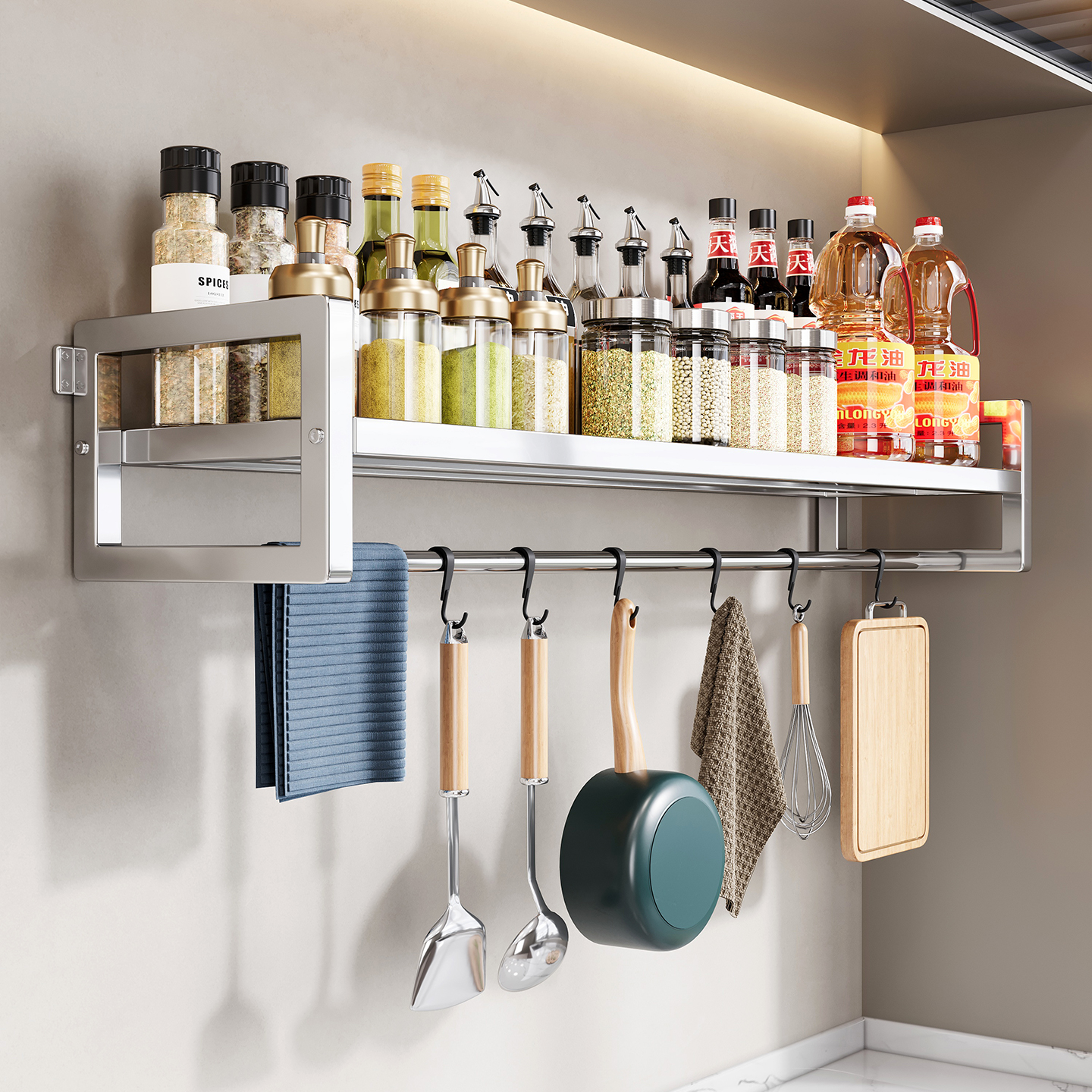 厨房置物架免打孔壁挂式多功能
