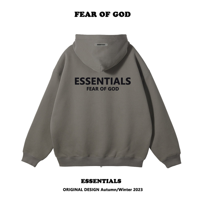 同源正版字母印花男女宽松连帽外套essentials秋冬开衫情侣卫衣服