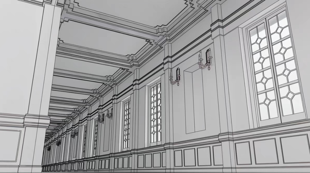 【csp模型】奇幻风格城堡室内走廊7个模型文件 clip格式 csp2.0