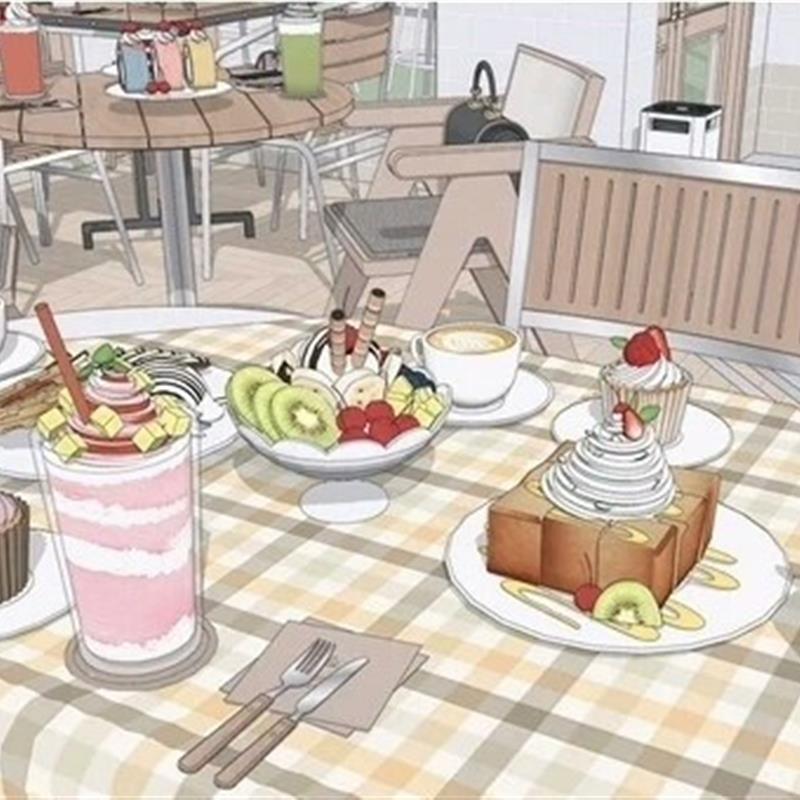 【su模型】粉色咖啡店模型 绘画辅助参考