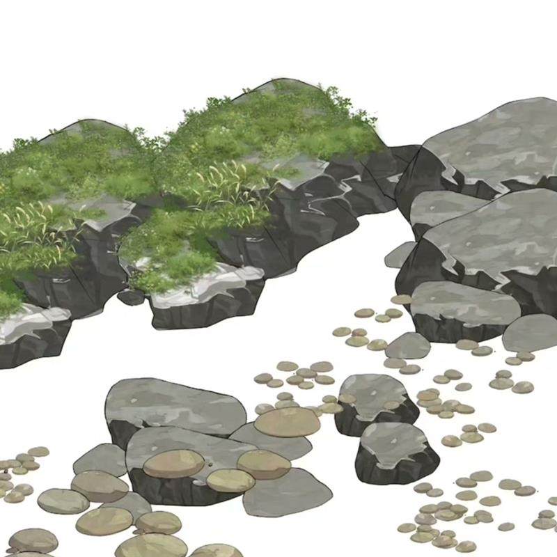 csp笔刷 河岸岩石 岩石笔刷 风景笔刷 场景 装饰 氛围