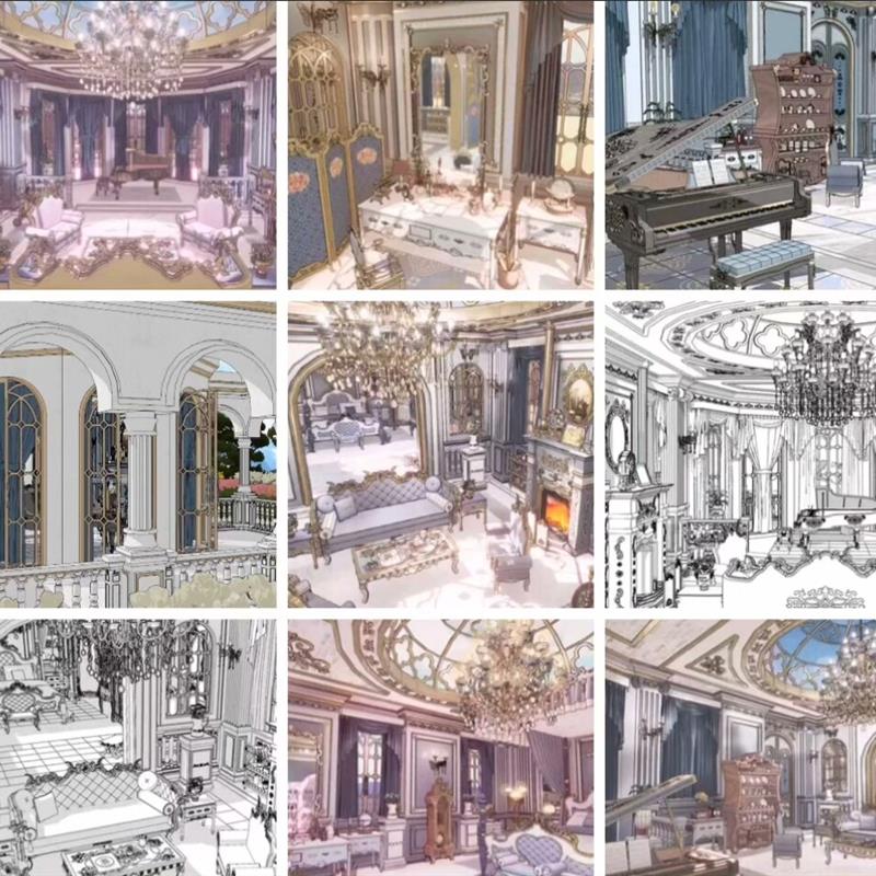 acon3d 浪漫幻想欧洲风-卧室礼服房间书房